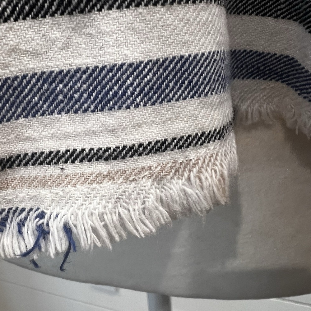 Zara Denim Couture Small Striped Sleeveless Crop Tank Summer Raw Hem V Neck - Picture 3 of 7